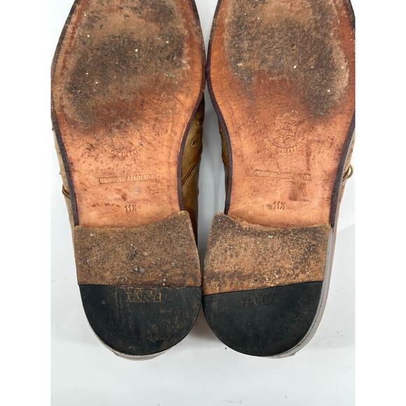 Fennix Dress Shoes Mens 11.5 Tan Ostrich Textured Alligator Leather Luxury Italy - Picture 10 of 11